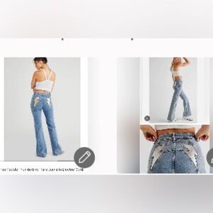 ISO: in search of. Free People Thunderbird Flare Jeans 27 or 28 Gold or Silver